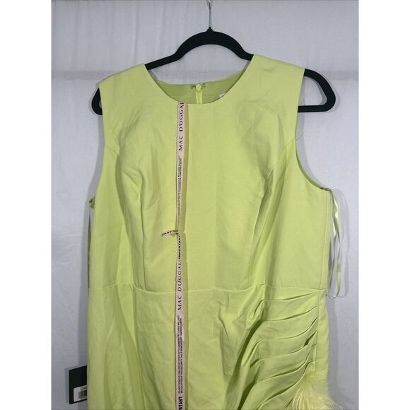 NWD IEENA Mac Duggal [ 16 ] 111626 Feather Sleeveless Faux Wrap Dress Lime Green - Picture 11 of 16
